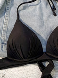 XS - XL Sexy 2025 Push Up Bra Cup Halter Bikini Top Female Swimsuit Women Swimwear Bather Bathing Suit Swim Solid Beach wear Top