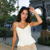 Women Solid Color Lace Camisole Sleeveless Tops Low-cut Backless Slim Fit Summer Camis Tops Clubwear