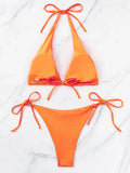 String Bikini 2026 Women Solid Halter Swimsuit Sexy Tie Side Swimwear Female Bathing Swimming Swim Suit Beachwear
