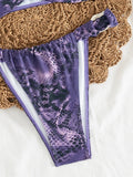sexy purple snake print bikinis sets two pieces 2025 women thong swimsuits female bathing suit swimwear biquini tankini trikini