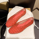 Women Crystal Jelly Shoes Girls Fashion Summer Flats Sandals V-mouth Slip-on Style Soft Sole Girls Daily Walking Driving Flats