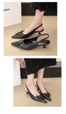 Pointed Toe Slingbacks Sandals Women Elegant Kitten Heel Dress Shoes Shallow Comfy Bowknot Office High Heels Ladies 2026