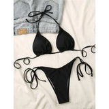 7 Colors Brazilian Halter Bikini Female Swimsuit Women Swimwear Two-Pieces Bikini Set Padded Bather Bathing Suit Swim V3536A