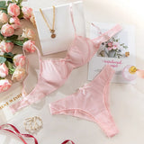 2Pcs Bra & Brief Set for Women Sexy White Ruffle Mesh Perspective Bow Patchwork Bra Bilizna Set Underwear Ultra Thin Intimate