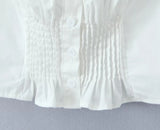 Summer Women White Cotton Dress Set 2025 Top+skirt 2 Pcs Outfit Ruffles Button Slim Top A-line Maxi Skirt Beach Casual Dress