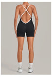 Women's Seamless Yoga Jumpsuits Fitness Sports Gym Hip-lifting Sleeveless One-piece Backless Workout Training Shorts Jumpsuit