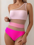 2026 Mesh Swimsuit Women One Piece Shoulder Padded Swimwear Female Sexy Bathers Bathing Swimming Swim Suit Beachwear XL