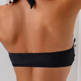 Women High Waisted Bikini Sexy Push Up Two Piece Swimsuits Crisscross Halter Bikini Sets Color Blocking Printed Summer Beachwear