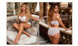 White Lace Bra Set for Women Push Up Mesh Chiffon Silk Like Underwire Adjustable Back Closure Bralette with Panties