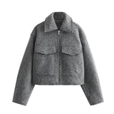 Foridol Autumn Winter Thick Burgundy Coat Jacket Women Zip Closure Turn Down Collar Short Jacket Veste Casual Angola Red Coat