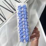 10Pcs/card Grosgrain Ribbon Bows Hair Clips For Girls Small Trailing Bowknots Hairpins Headwear Kids Hair Accessories
