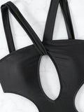 2025 Halter Hollow Out High Cut One Piece Swimsuit Women Swimwear Female Monokini Cross Backless Bathing Suit Swim Beach Wear