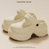 Korean style Platform Clogs For Women Indoor Street Shoes Thick Sole Female Leisure Slippers Close Toe Girls Mary Jane Sandals