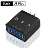 6 Ports USB Charger Fast Charging QC3.0 Travel Charger For iPhone17 16 Samsung Xiaomi Vivo Mobile Phone Adapter EU US UK Plug