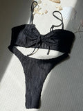 Wrinkled Crinkled Tie Knotted Bikini Women Swimwear Female Swimsuit Two-pieces Bikini Set Brazilian Bathing Suit Swim Beach Wear