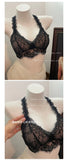 Elegant French Halter Neck Bra Set, Lace Wireless Bralette for Small Bust, Push Up Sensual Underwear Bralette & Panty MOYISU Bra