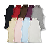Spring Pure Desire Hot Girl Style Elastic Slim Fit Half High Collar Inner Layer Base Shirt Vest Solid Color Casual Fashion L25M