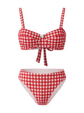 2026 Trendy Swimwear – Chic Red & White Plaid Bikini with Feminine Charm Perfect for Beach Wear and Pool Parties Summer Getaway