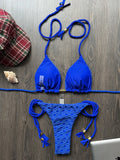 New Red Special Fabric Bikini Set Sexy Women's Hollow Fabric Split Swimsuit Summer Beach Bikini