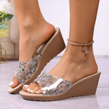 2026 Women Sandals Summer Peep Toe Slippers Fashion Plus Size Casual Shoes Women Printing Wedge Sandals Platform Ladies Shoes