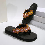 Luxury Colorful Rhinestone Flip Flops Women Fashion Weightlight Flat Slippers Woman Outdoor Non Slip Clip Toe Slides Female
