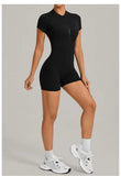 Women's Seamless Yoga Jumpsuits Sports Fitness Beauty Back Slim Fit Short-Sleeves One-Piece Workout Gym Training Bodysuits
