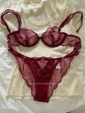 Summer French Flower Embroidery Bralette Beachwear Pure Desire Ultra Thin Light Support Wirefree Romantic Niche Set AU MOYISU