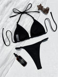 2026 Sexy Halter Bikini Female Swimsuit Women Swimwear Two-Pieces Bikini Set High Cut Leg Padded Bather Bathing Suit Swim V8271