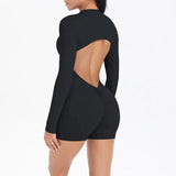 Women's Yoga Jumpsuits Sports Fitness Backless Half Zipper Peach Hip-Lifting Naked Feel Gym Running Workout One-Piece Bodysuits