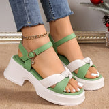 Fashion Mixed Color Platform Sandals Women Ankle Buckle Thick Sole Rome Sandals Woman Summer Open Toe Cross Band Sandalias Mujer