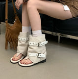 Summer New Flip-flops Sandals Women Vintage Gladiator Cool Boots Sexy Rivets Chunky Heels Shorts Punk Ankle Roman Boots 2026