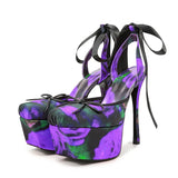 New Design Platform Women High Heeled Sandals for Woman's Square Toe Butterfly-Knot Ankle Riband Thin Heels Shoes Mujer Pumps