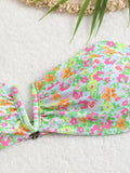 Floral Bandeau Thong Bikini 2025 Sexy Swimsuit Women Brazilian Swimwear Female Bathers Bathing Swimming Swim Suit Beachwear