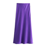 Foridol Autumn Winter Burgundy Satin Skirt Women Party Silk Skirt High Waist Straight Long Faldas Mujer Christmas Skirt