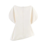 Women's Fashionable Elegant Versatile Puff Sleeve Top Women Boat Neck Puff Sleeve Hem Blouse Solid Color Slim Fit Top ASH4