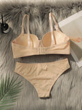 New Hot Selling Solid Color Daily 2-piece Set with Steel Rim push up Bra for Women Underwear Set J2611