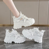 Breathable Mesh Platform Sneakers Women Spring Thick Bottom Non-Slip Casual Shoes Woman Lace-Up Chunky Sole Sports Shoes Ladies