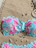 Sexy Bandeau Bikini 2026 Women Red Leopard Print Front Bow Push Up Bra High Waist Swimsuit Beach Bathing Suit Vacation Swimwear