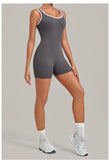 Women's Seamless Yoga Jumpsuits Sports Fitness Gym Sleeveless Backless Hip-lifting Shorts One-piece Training Workout Jumpsuit