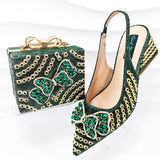 Doershow nice African Shoes And Bag Matching Set With GOLD Hot Selling Women Italian Shoes And Bag Set For Wedding  HKK1-17