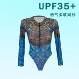 One Piece Sun Protection Swimwear 2026 Women Long Sleeved Print Swimsuit Female Sports Bathers Swimming Bodysuit Beach купальник