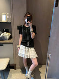 Sweet Korean Style Lace Loose Short Skirt White Tiered Ruffled Mini Skirt Elastic Waist Cute Casual Summer Skirt For Women EHAB