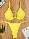 Sexy Push Up Underwired V-bar Bikini Women Swimsuit Female Swimwear Two-pieces Bikini set Micro Thong Bathing Suit Swim Lady