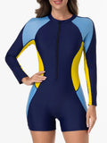 2026 Zipper Slim Swimsuit Women Long Sleeves One Piece Swimwear Female Bather Bathing Swimming Swim Surf Suit Beachwear