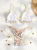 Sexy Triangle Mini Bikini Sets Micro Thongs Swimsuit Women Bathing Suit Biquini Bandage Beachwear Print Swimwear Thong Bikini
