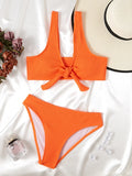 2026 Bowknot Sporty Bikinis Solid Swimwear Female Sexy Swimsuit Women Bathers Bathing Swimming Swim Suit Beachwear