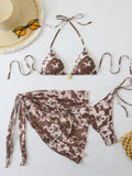 Halter Triangle String Bikinis 2026 Women Sexy Printed Swimsuit 3 Pieces Swimwear Female Bathers Bathing Swimming Swim Suit