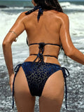 XS - L Deep V Neck Leopard Halter Women Swimwear Cut Out Wrap Around Bather Bathing Suit Swim One Piece Swimsuit Female K8077