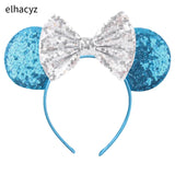 2025 Chic Disney Embroidery Sequin Minnie Ears Headband DOT Bow Hairband Girls Women Party Head Wear Kids DIY Hair Accessories