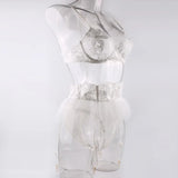 Toucheart 3 Piece Set Lingerie Garter Sets Lingerie For Woman Sexy Mini Skirt See-Through Embroidered Bra Erotic Underwear New
